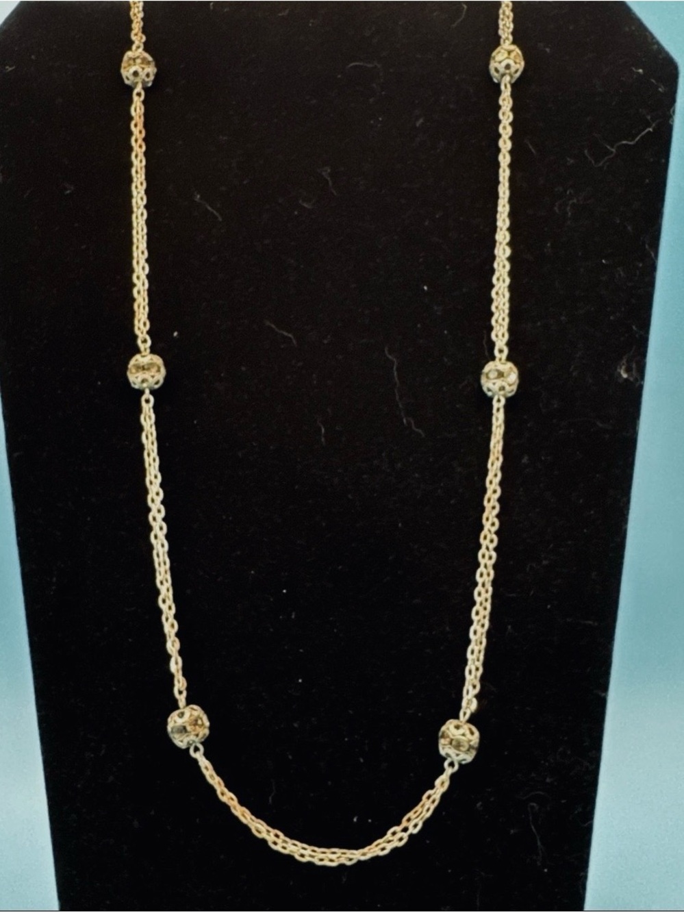 Vintage Sarah Coventry Chain-O-Lites 24" Silver Tone Necklace Disco Ball